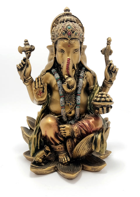 Beautifully Handcrafted Antique Ganesh On Lotus For Home Decoration (D43)