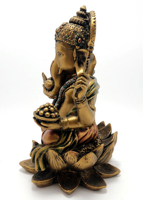 Beautifully Handcrafted Antique Ganesh On Lotus For Home Decoration (D43)