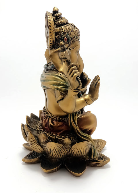 Beautifully Handcrafted Antique Ganesh On Lotus For Home Decoration (D43)