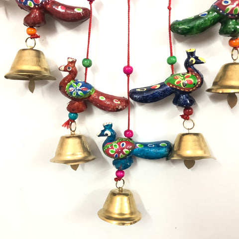Bambu Traditional Art Home Decoration Wall Hanging Peacock Wind Chime with Bells for Temple, Entrance, (D32)