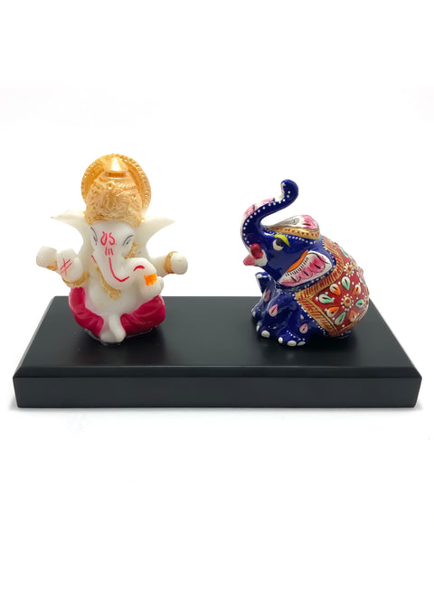 Ganesha With Elephant With Pawti Stand Decorative Showpiece (D34)