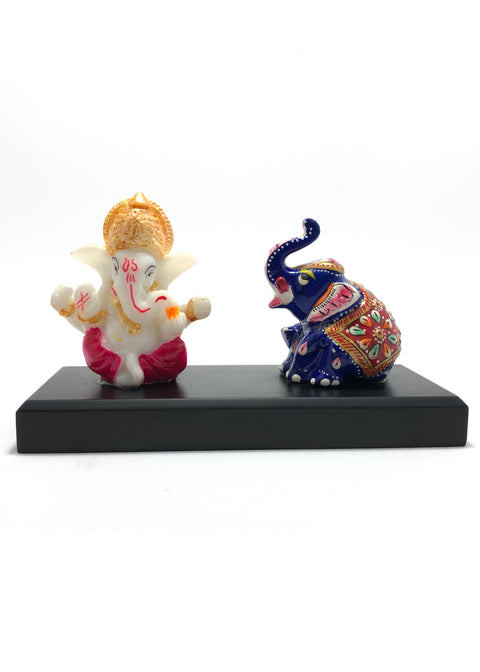 Ganesha With Elephant With Pawti Stand Decorative Showpiece (D34)