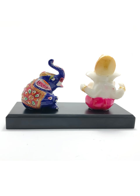 Ganesha With Elephant With Pawti Stand Decorative Showpiece (D34)