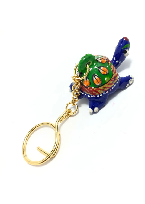 Metal Minakari Tortoise Keychain Green Color (D59)