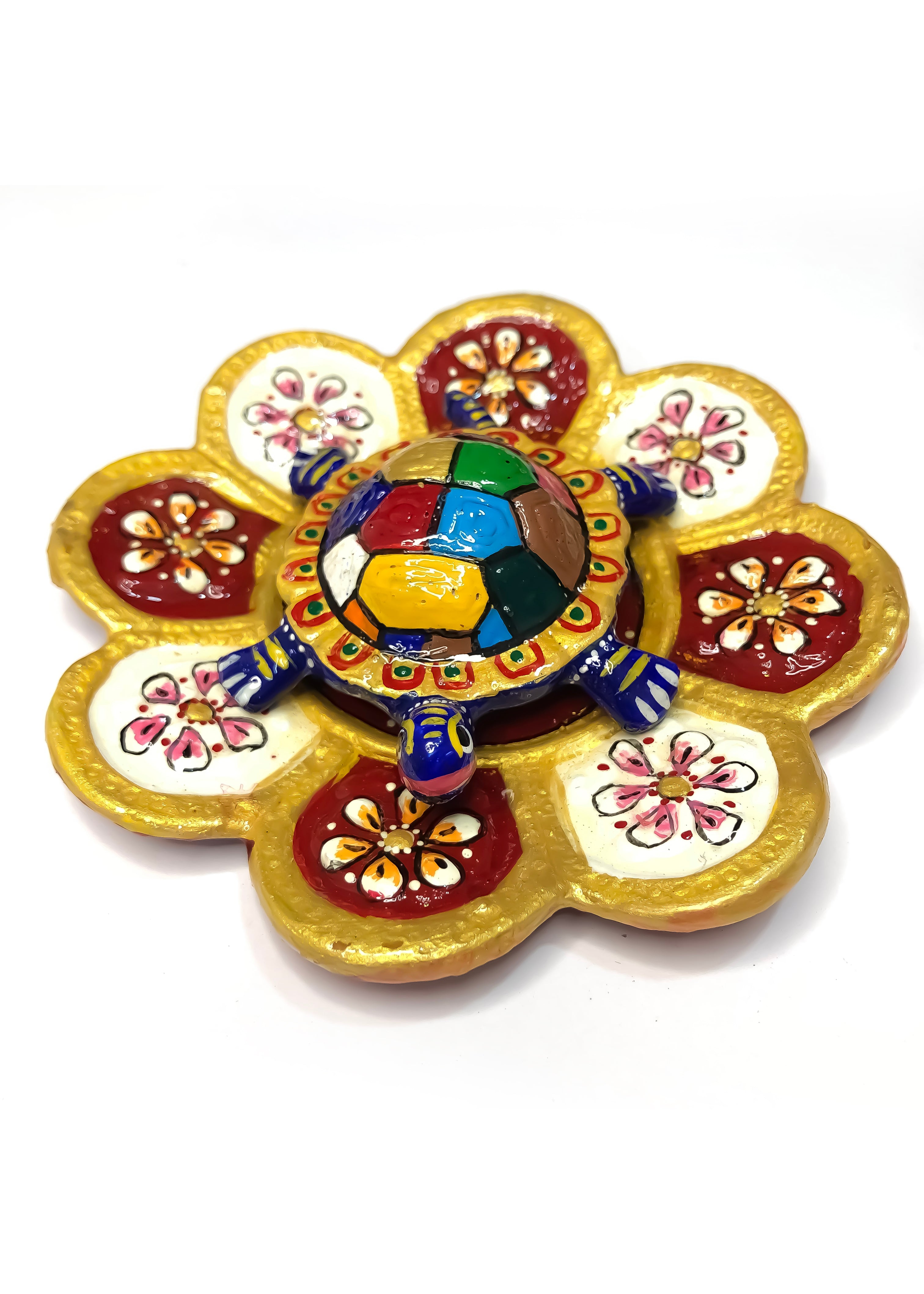 Metal Feng Shui Tortoise On Plate Handmade Showpiece for Good Luck Dec ...