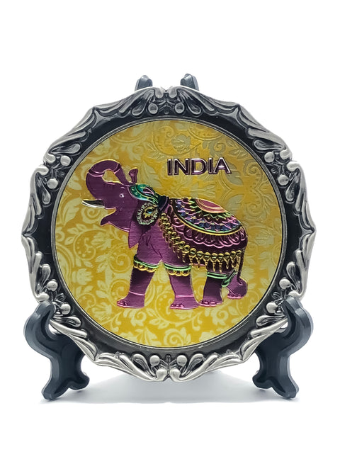 Fridge Magnet Indian Decorated Elephant for Fridge Decor Come with Stand Decorative Plate (D73)