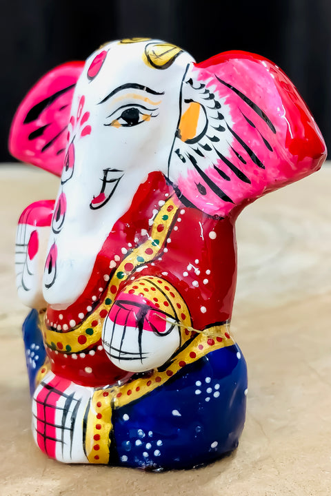 Ganesha Idol for Car Dashboard Show Pieces for Home Decor Items for Living Room Colorful Metal Vinayak Murti Statue Figurine Office Decor Gift (D89)