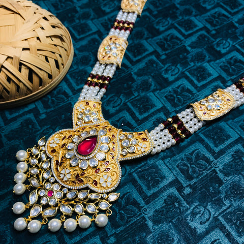 Traditional Designer Gold Plated Kundan Necklace Set With Earrings For Women (D739)