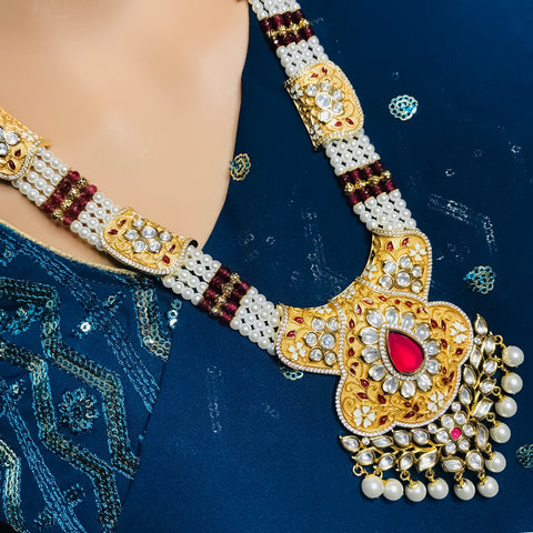 Traditional Designer Gold Plated Kundan Necklace Set With Earrings For Women (D739)