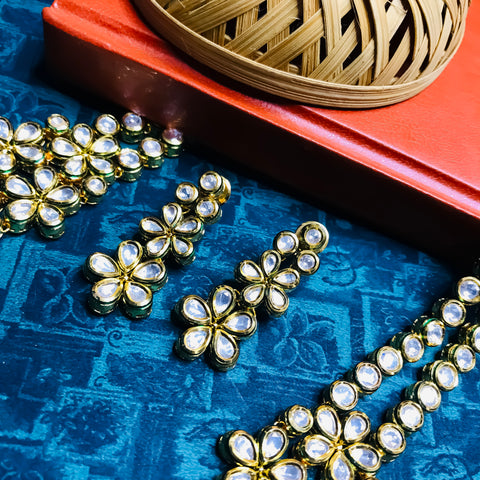 Designer Gold Plated Royal Kundan Long Necklace with Earrings (D740)