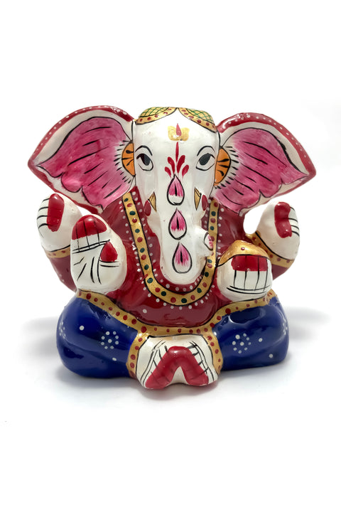Ganesha Idol for Show Pieces for Home Decor Items for Living Room Colorful Metal Vinayak Murti Statue Figurine Office Decor Gift (D91)