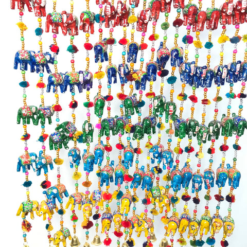 Handicraft Elephant Wall/Door Hanging Toran/Showpiece/Figurine Metal Tapestry Artificial Beads For Home Decor (D35)