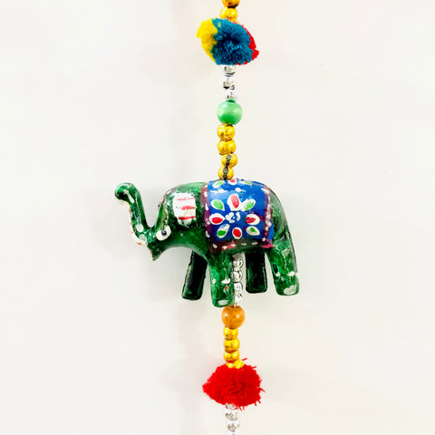 Handicraft Elephant Wall/Door Hanging Toran/Showpiece/Figurine Metal Tapestry Artificial Beads For Home Decor (D35)