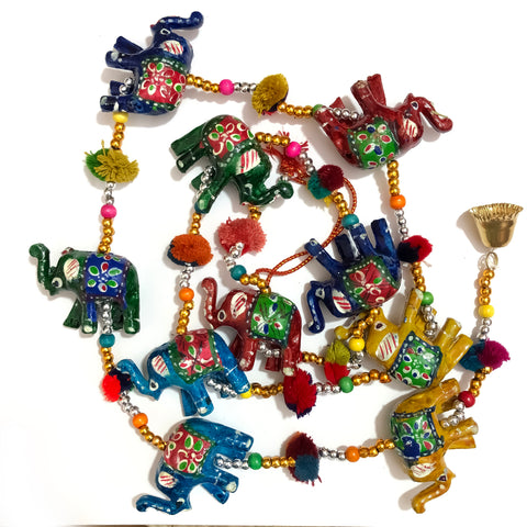 Handicraft Elephant Wall/Door Hanging Toran/Showpiece/Figurine Metal Tapestry Artificial Beads For Home Decor (D36)