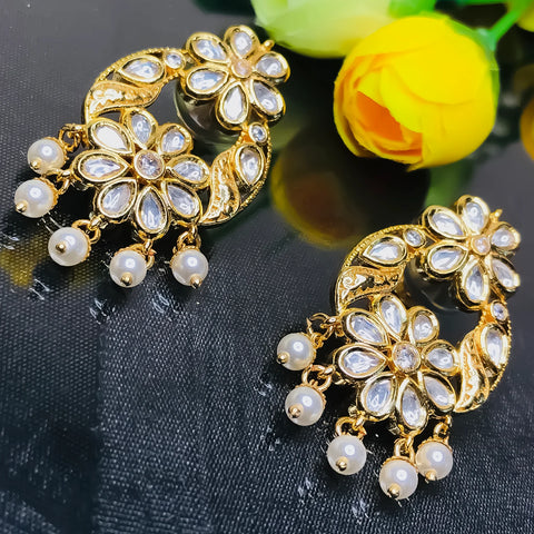 Gold Plated Beautifully Royal Kundan & Ruby Beaded Earrings