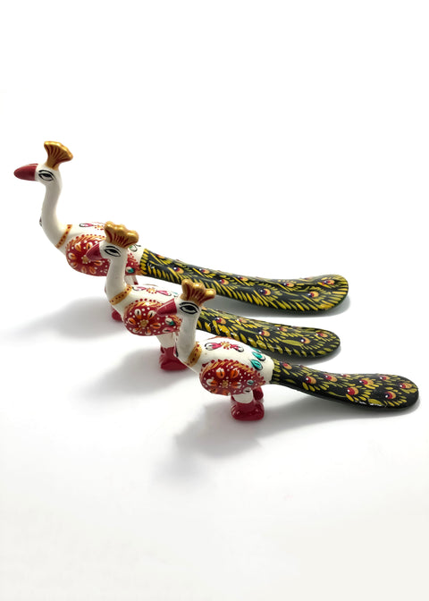 Handcrafted Set of 3 Showpiece Peacock In White Color for Decoration and Gift Purpose (D78)