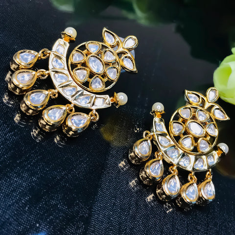 Gold Plated Beautifully Royal Kundan & Ruby Beaded Earrings