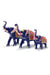 Blue & Red Color Painted Trunk Up Elephant Decorative Item Multicolor for Good Luck in Metal (D122)