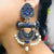 Traditional Style Oxidized Earrings With Blue Color Beads for Casual Party (E735)