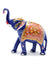 Blue & Orange Color Painted Trunk Up Elephant Decorative Item Multicolor for Good Luck in Metal (D108)