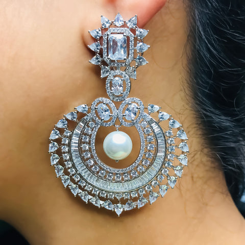 American Diamond Designer Earring With Pearl For Women & Girls (E730)