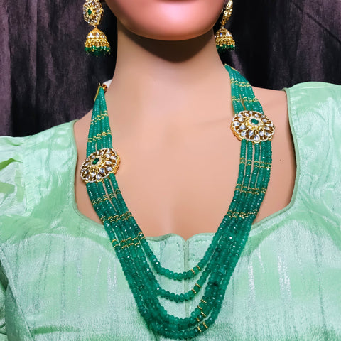 Designer Royal Kundan & Beads Long Necklace with Earrings (D752)