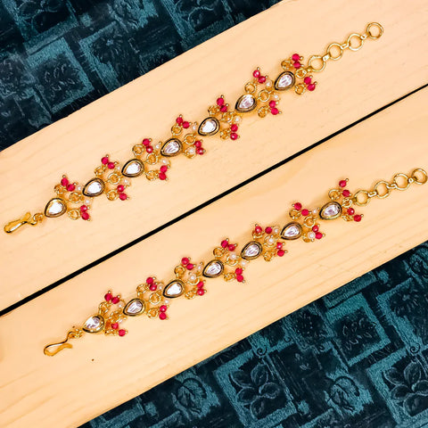 Gold Plated Beautifully Royal Kundan Kanoti Ear Chain For Women