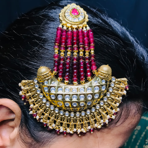 Gold Plated Beads Kundan Passa For Women (D105)