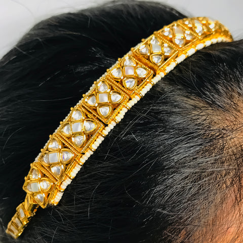 Designer Gold Plated Royal Kundan  Sheeshphool /Mathapatti (D97)