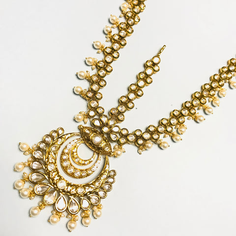Designer Gold Plated Royal Kundan Sheeshphool /Mathapatti (D93)