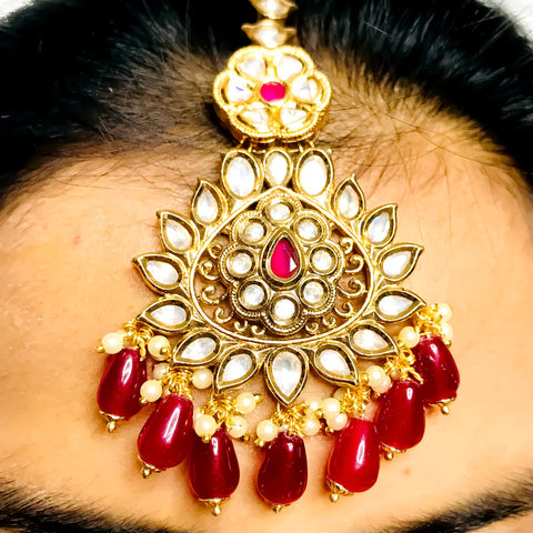 Designer Gold Plated Royal Kundan Long Necklace with Earrings