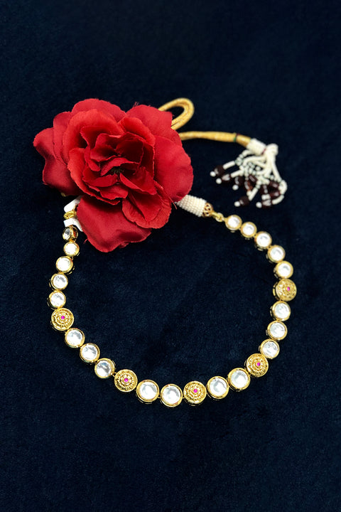 One Line Gold Plated Designer kundan Set (D972)