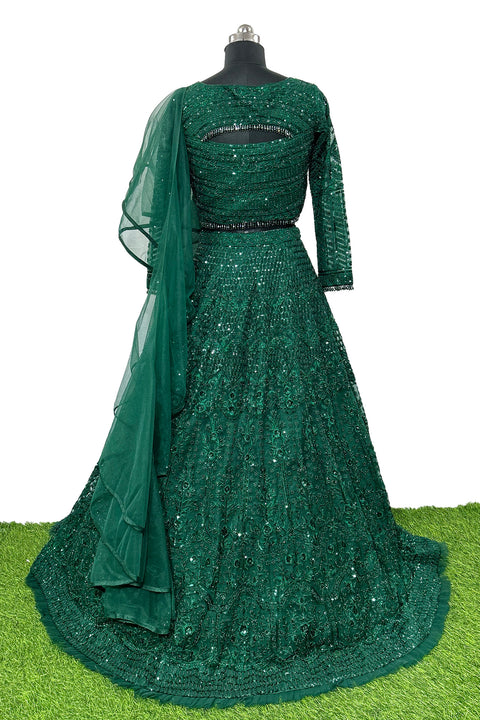 Designer Sea Green Color Heavy Embroidered Net Lehenga Choli (D300)