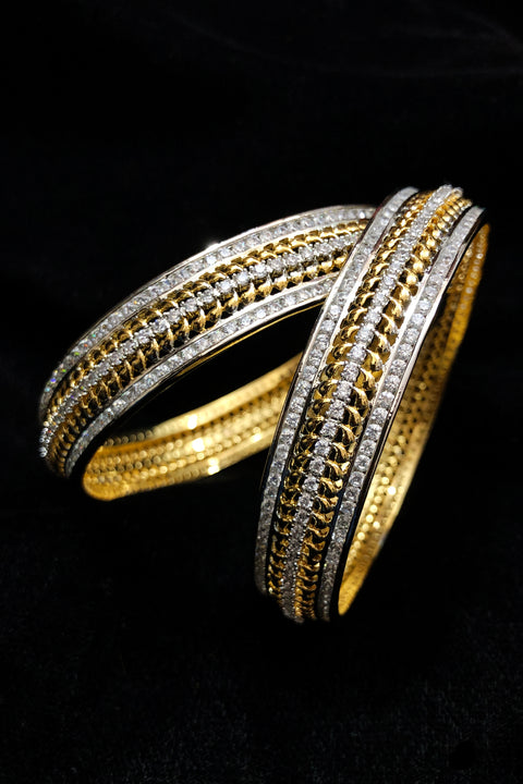 Designer Gold Plated American Diamond Bangle/Bracelet (D145)