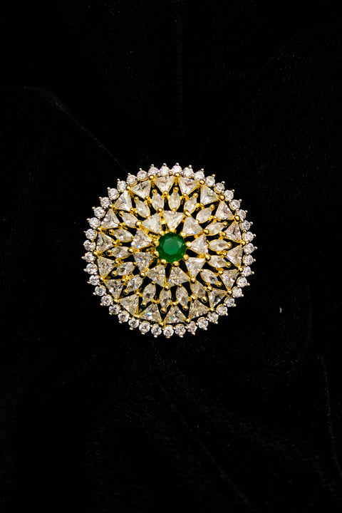 Gold Plated Emerald American Diamond Ring (D199)
