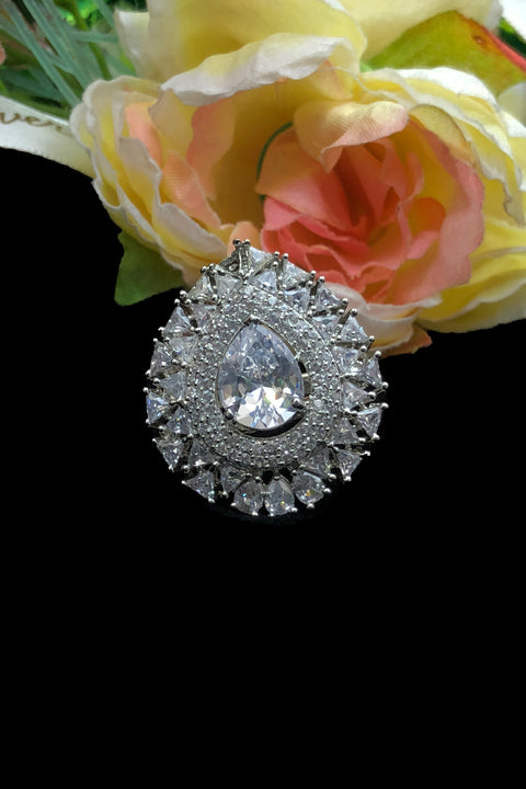Silver Plated American Diamond Ring (D200)
