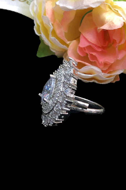 Silver Plated American Diamond Ring (D200)