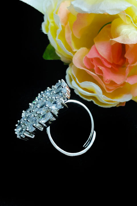 Silver Plated American Diamond Ring (D205)