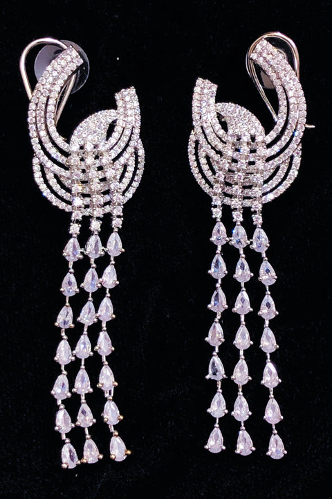 American Diamond White Color Danglers Earrings For Women And Girls (E760)