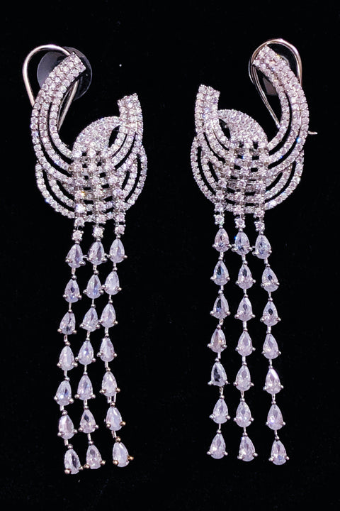 American Diamond White Color Danglers Earrings For Women And Girls (E760)