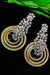 Designer American Diamond Dangler Earrings In Rhodium Finish With Green Stone (E763)