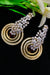 Designer American Diamond Dangler Earrings In Rhodium Finish With Red Stone (E766)