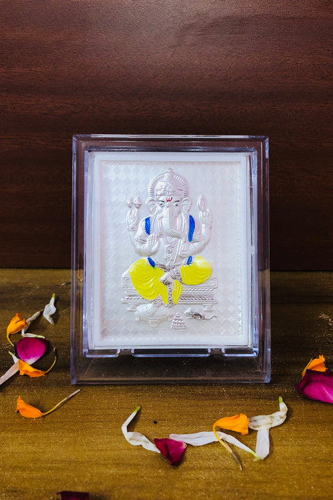 Ganesha Pure Silver Frame for Housewarming, Gift and Pooja