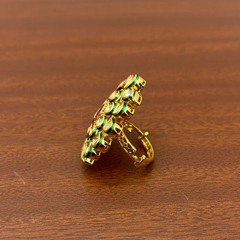Designer Gold Plated Royal Kundan and Stone Ring (D236)