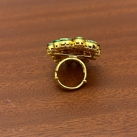 Designer Gold Plated Royal Kundan and Stone Ring (D236)