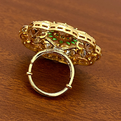 Designer Gold Plated Royal Kundan and Stone Ring (D240)