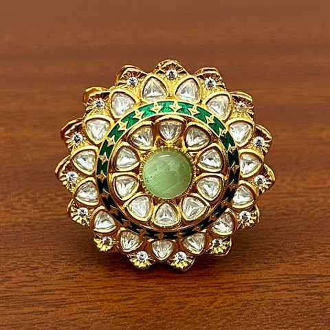 Designer Gold Plated Royal Kundan and Stone Ring (D234)
