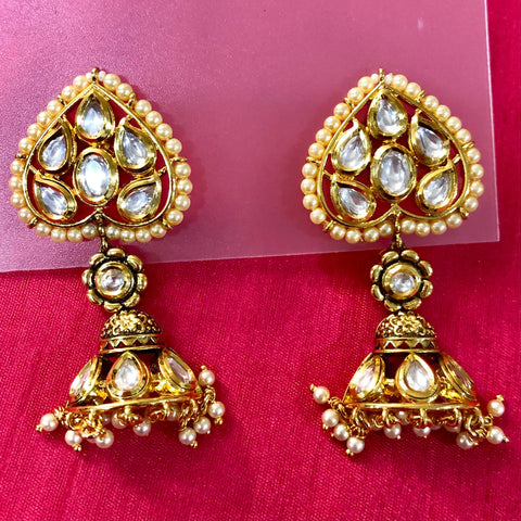 GOLD PLATED KUNDAN PREMIUM EARRINGS