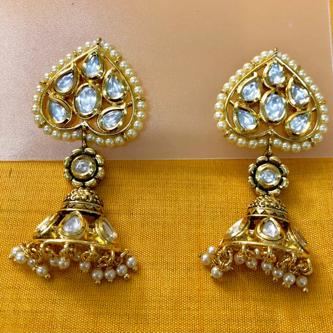 GOLD PLATED KUNDAN PREMIUM EARRINGS