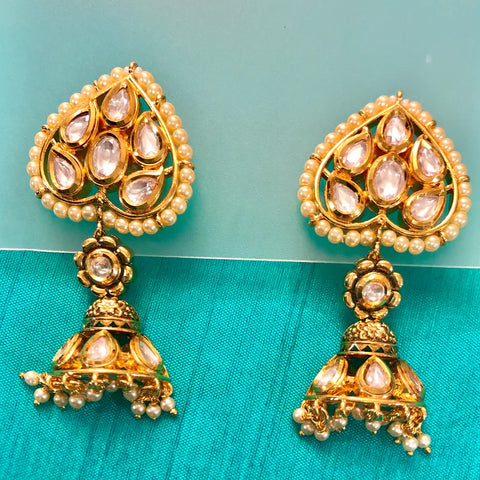 GOLD PLATED KUNDAN PREMIUM EARRINGS